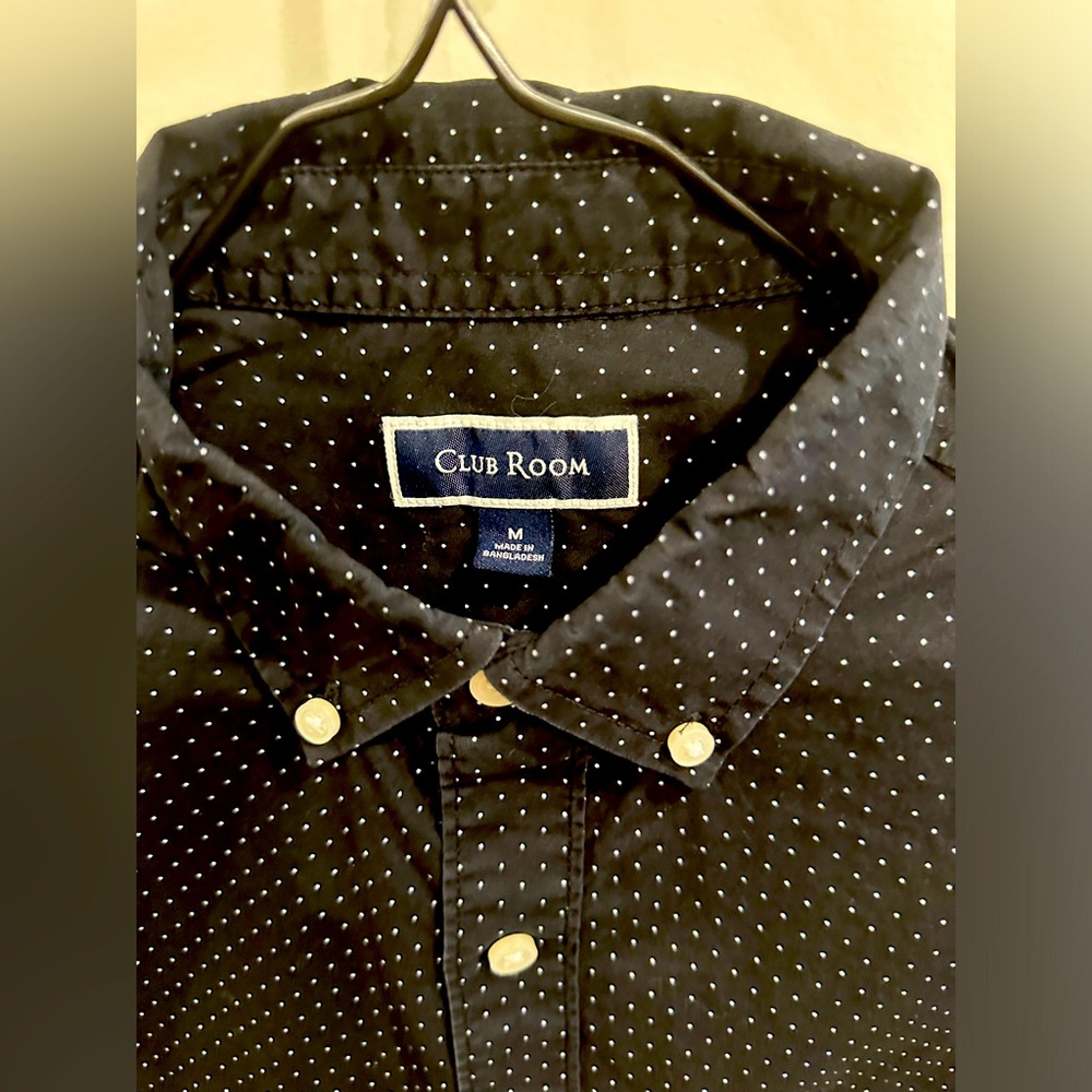 Club Room Men’s Shirt Size M Black/micro dot print